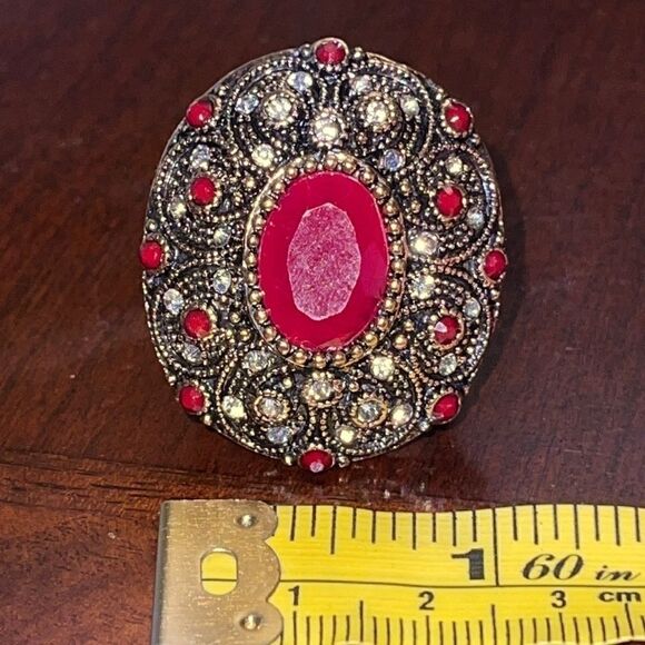 NWT Costume jewelry Turkish Victorian game of thrones dark red ring - Picture 7 of 13